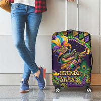 Mardi Gras Alligator Luggage Cover Let the Gator Jazz Roll - Wonder Print Shop