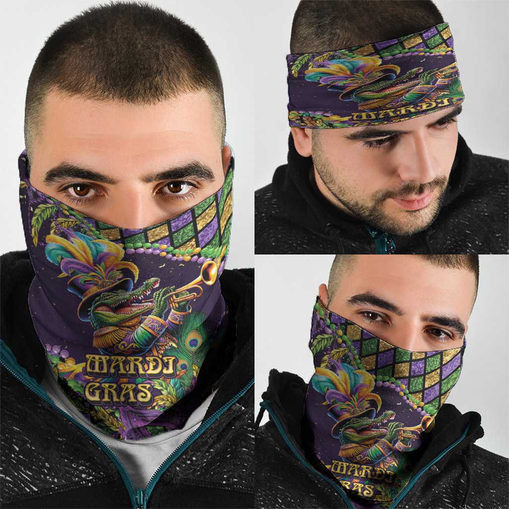 Mardi Gras Alligator Neck Gaiter Let the Gator Jazz Roll - Wonder Print Shop