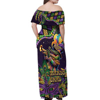 Mardi Gras Alligator Off Shoulder Maxi Dress Let the Gator Jazz Roll - Wonder Print Shop