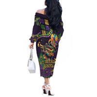 Mardi Gras Alligator Off The Shoulder Long Sleeve Dress Let the Gator Jazz Roll - Wonder Print Shop