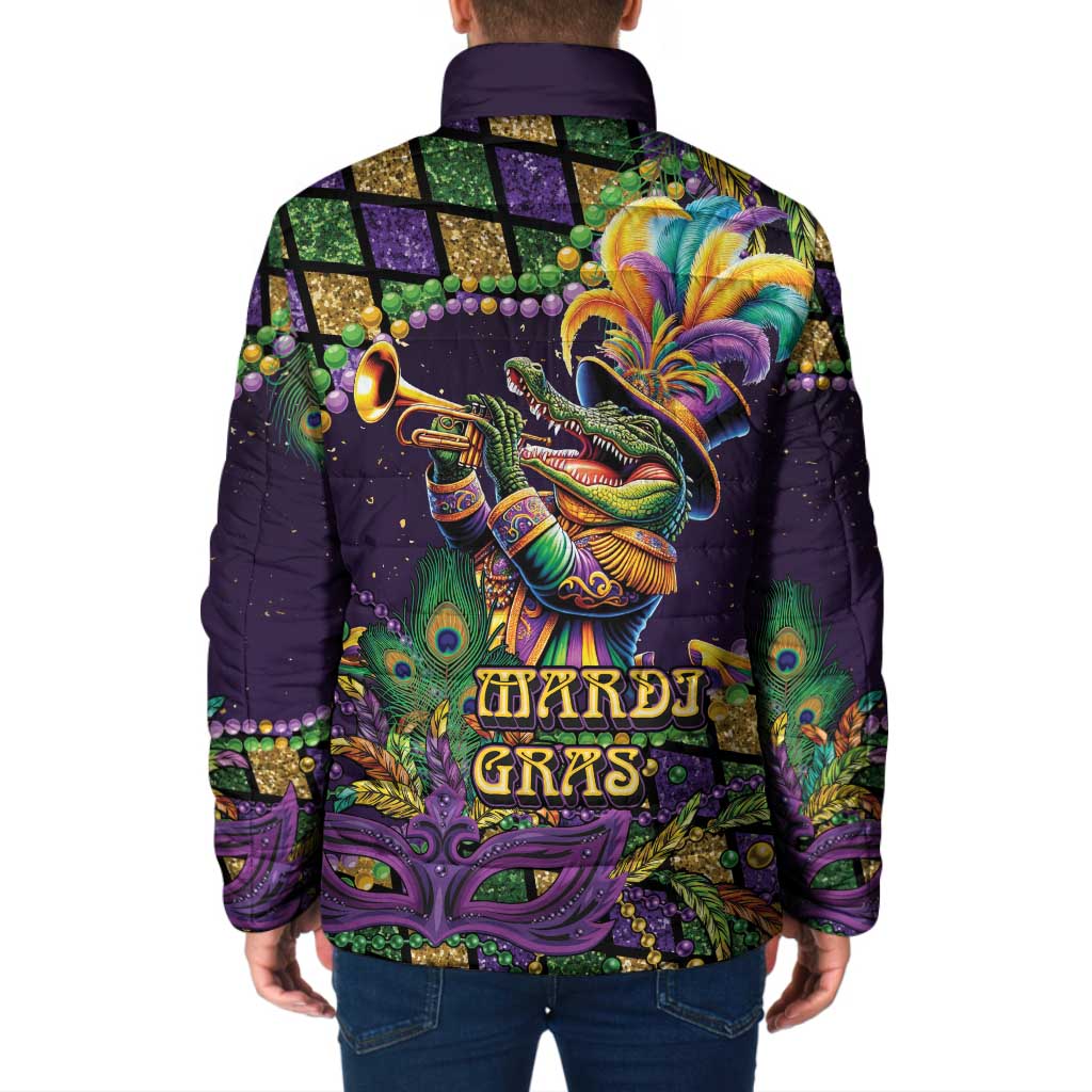 Mardi Gras Alligator Padded Jacket Let the Gator Jazz Roll - Wonder Print Shop
