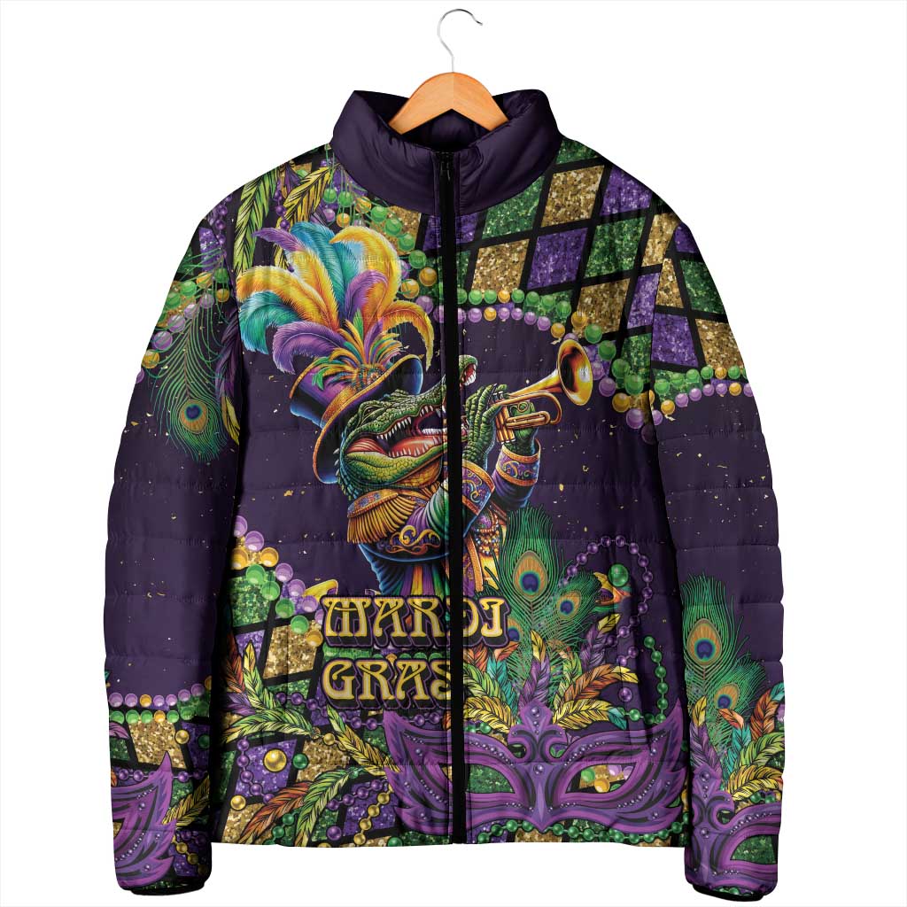 Mardi Gras Alligator Padded Jacket Let the Gator Jazz Roll - Wonder Print Shop