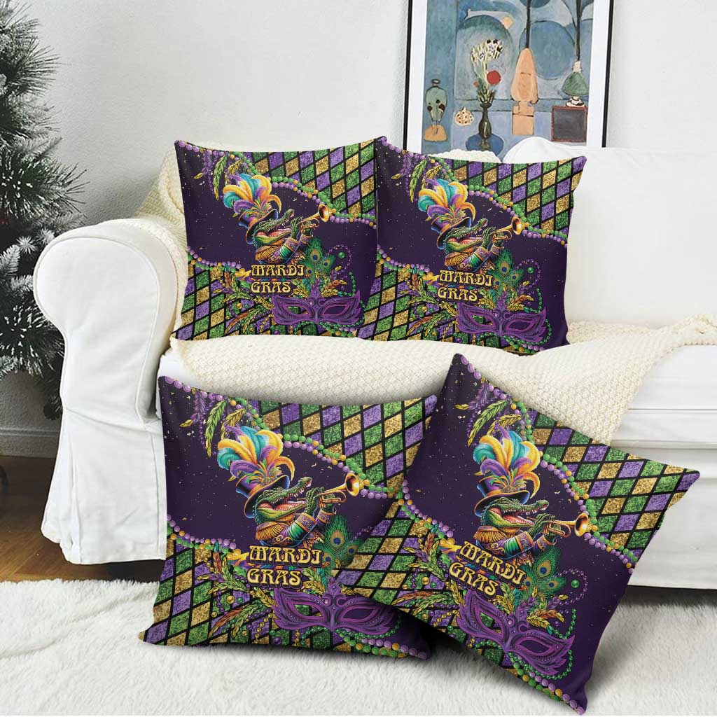 Mardi Gras Alligator Pillow Cover Let the Gator Jazz Roll - Wonder Print Shop