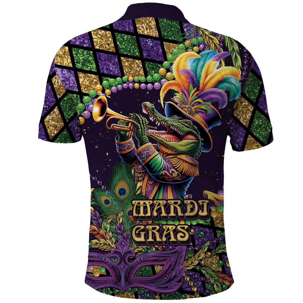 Mardi Gras Alligator Polo Shirt Let the Gator Jazz Roll - Wonder Print Shop