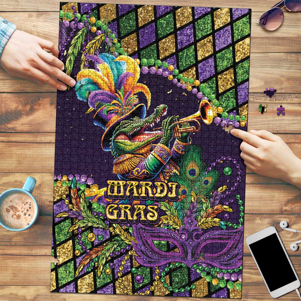 Mardi Gras Alligator Puzzle Let the Gator Jazz Roll - Wonder Print Shop