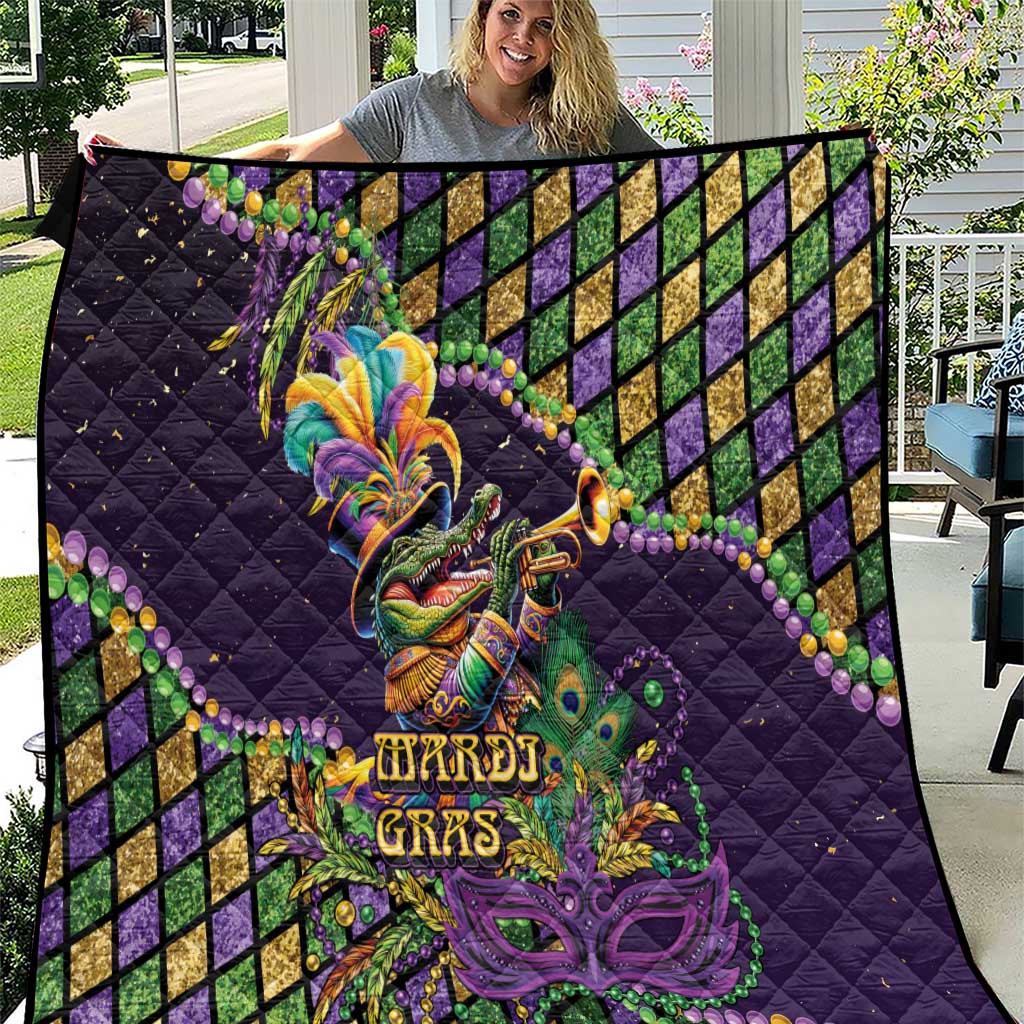 Mardi Gras Alligator Quilt Let the Gator Jazz Roll - Wonder Print Shop