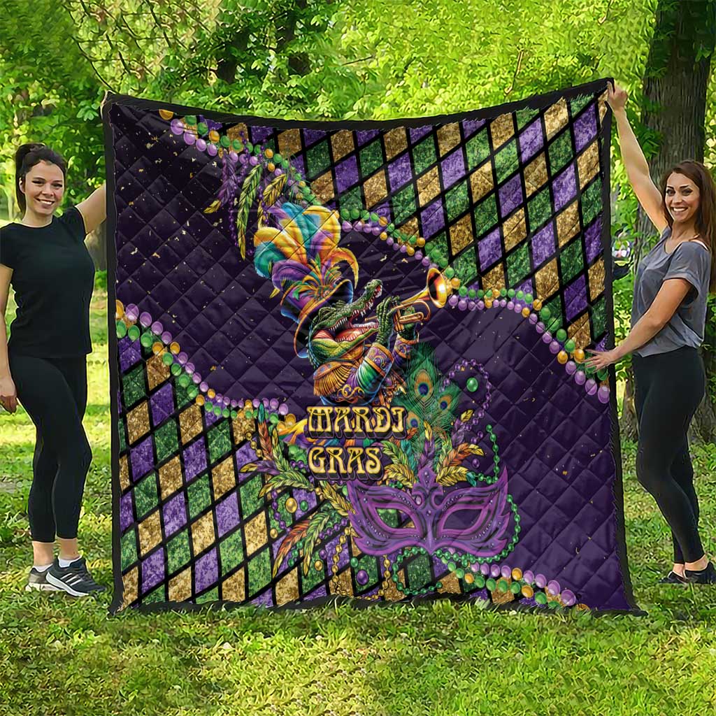 Mardi Gras Alligator Quilt Let the Gator Jazz Roll - Wonder Print Shop