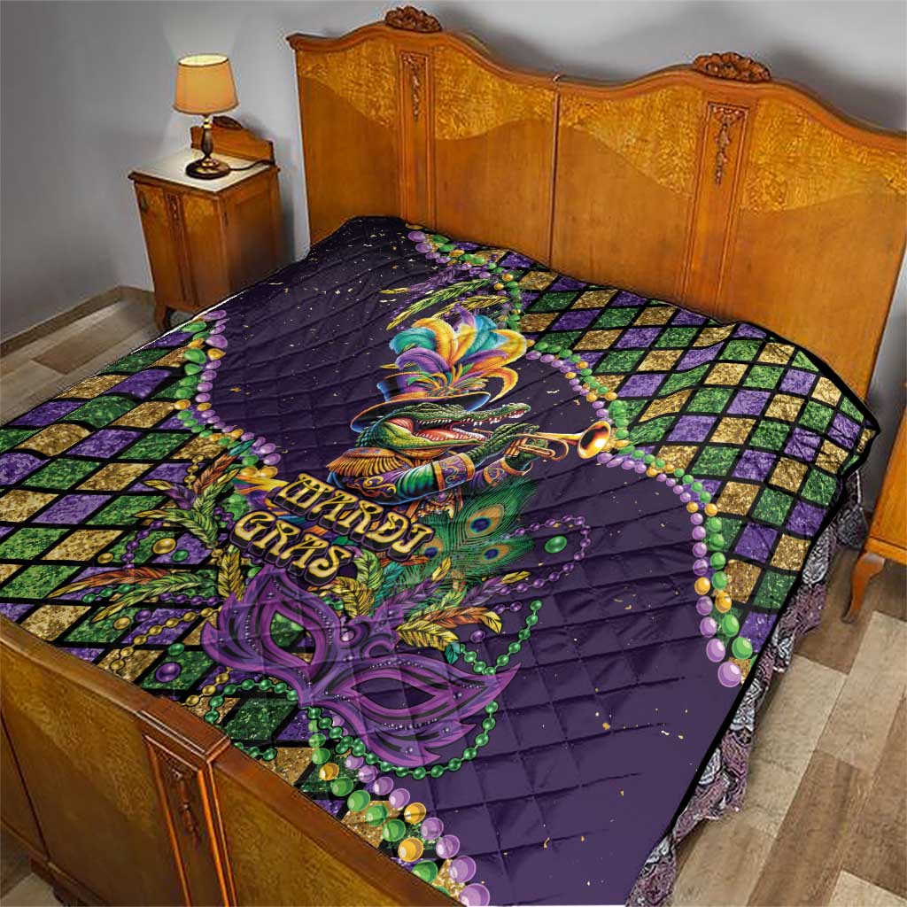 Mardi Gras Alligator Quilt Let the Gator Jazz Roll - Wonder Print Shop
