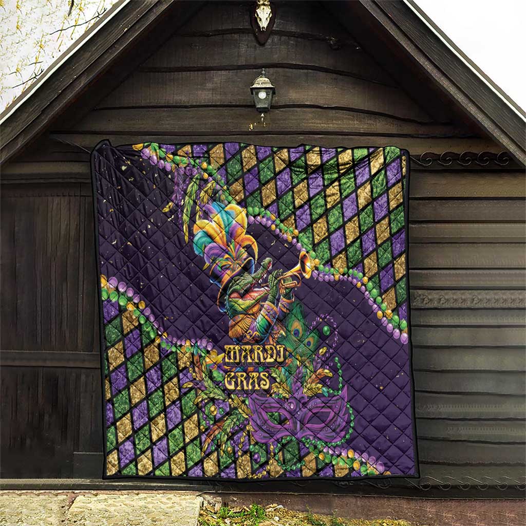 Mardi Gras Alligator Quilt Let the Gator Jazz Roll - Wonder Print Shop