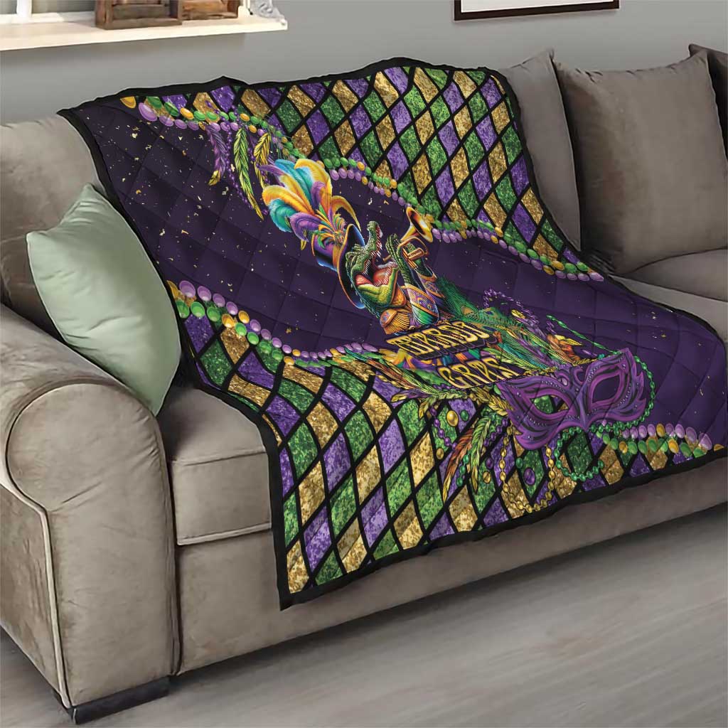 Mardi Gras Alligator Quilt Let the Gator Jazz Roll - Wonder Print Shop