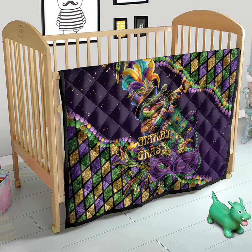Mardi Gras Alligator Quilt Let the Gator Jazz Roll - Wonder Print Shop