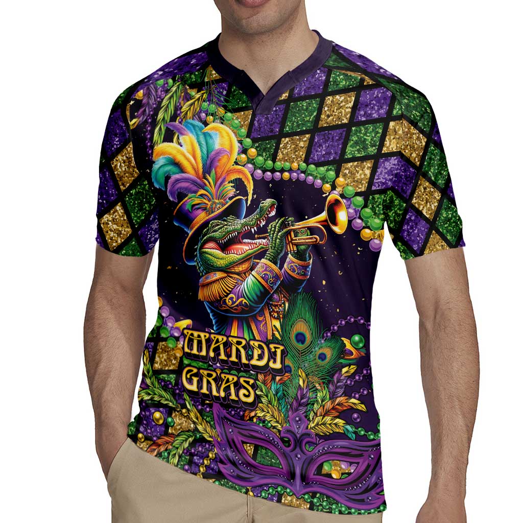 Mardi Gras Alligator Rugby Jersey Let the Gator Jazz Roll - Wonder Print Shop