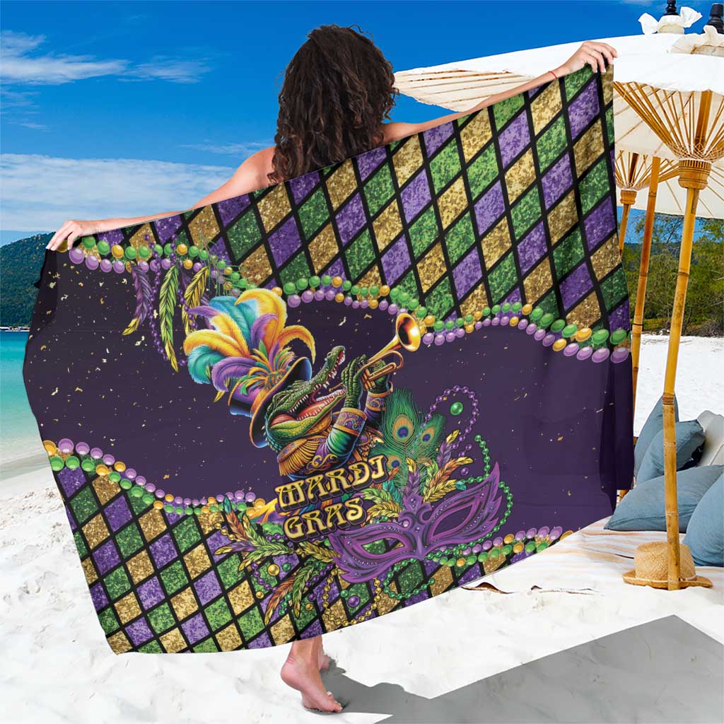 Mardi Gras Alligator Sarong Let the Gator Jazz Roll - Wonder Print Shop