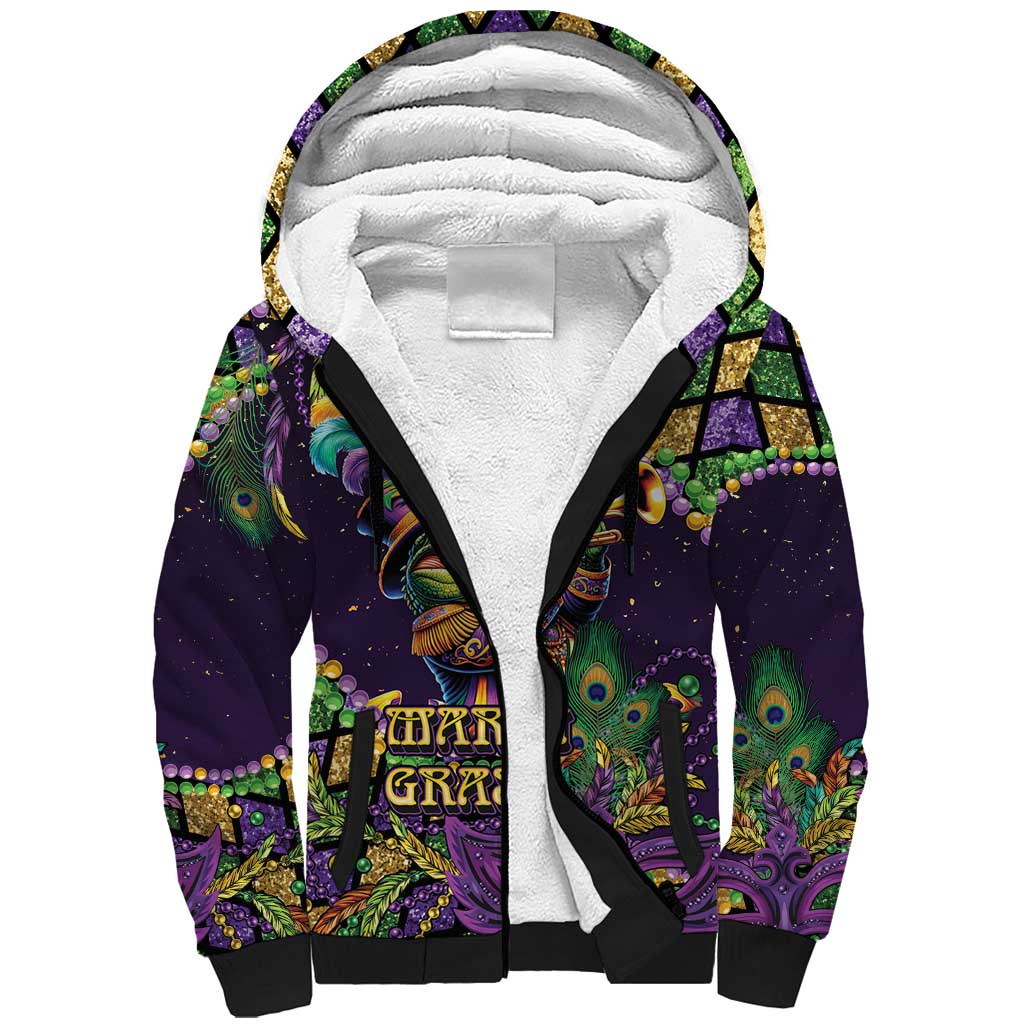 Mardi Gras Alligator Sherpa Hoodie Let the Gator Jazz Roll - Wonder Print Shop