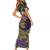 Mardi Gras Alligator Short Sleeve Bodycon Dress Let the Gator Jazz Roll - Wonder Print Shop