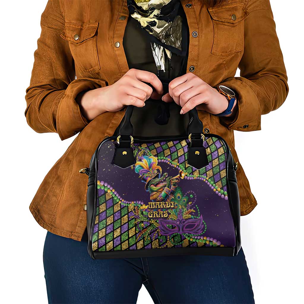 Mardi Gras Alligator Shoulder Handbag Let the Gator Jazz Roll - Wonder Print Shop