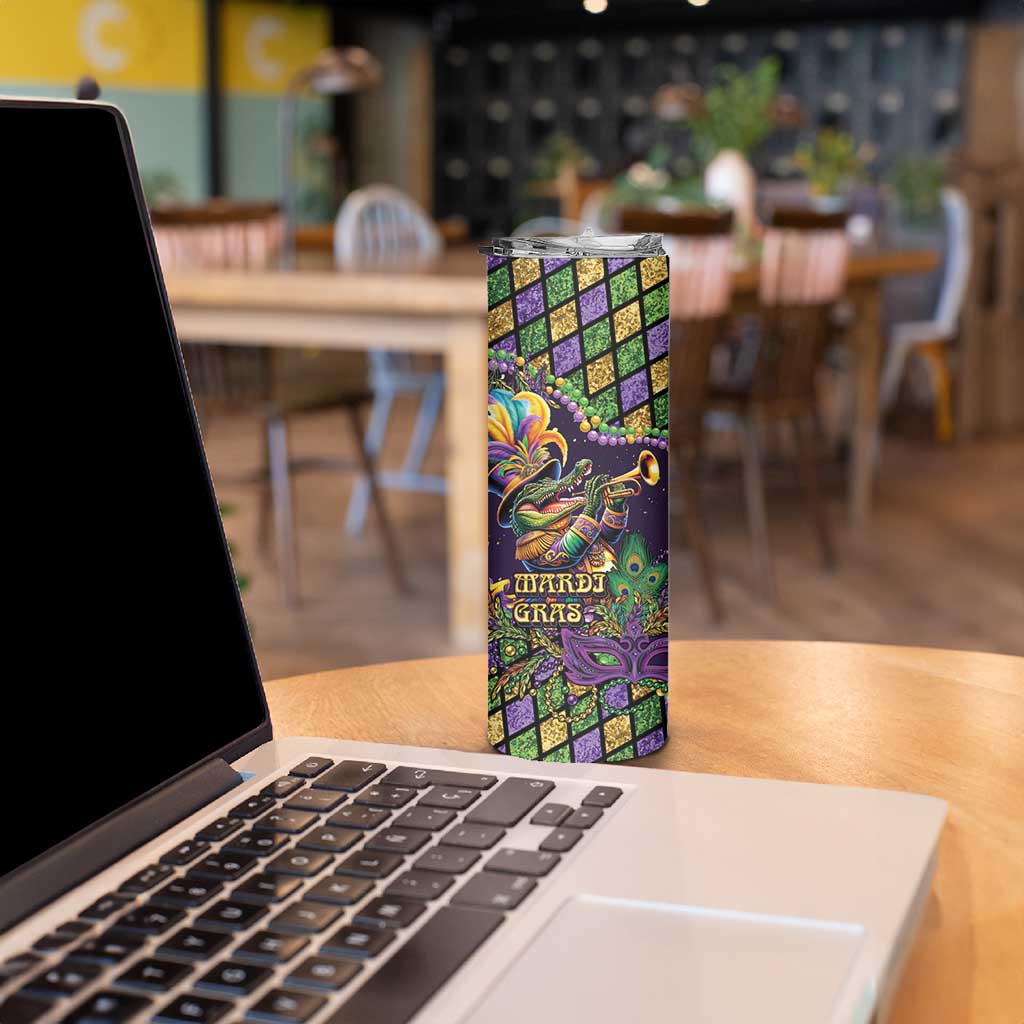 Mardi Gras Alligator Skinny Tumbler Let the Gator Jazz Roll - Wonder Print Shop