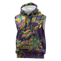 Mardi Gras Alligator Sleeveless Hoodie Let the Gator Jazz Roll - Wonder Print Shop