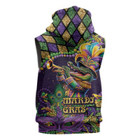 Mardi Gras Alligator Sleeveless Hoodie Let the Gator Jazz Roll - Wonder Print Shop