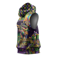 Mardi Gras Alligator Sleeveless Hoodie Let the Gator Jazz Roll - Wonder Print Shop