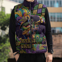 Mardi Gras Alligator Sleeveless Puffer Jacket Let the Gator Jazz Roll - Wonder Print Shop
