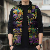 Mardi Gras Alligator Sleeveless Puffer Jacket Let the Gator Jazz Roll - Wonder Print Shop