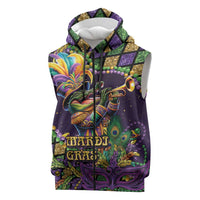 Mardi Gras Alligator Sleeveless Zip Hoodie Let the Gator Jazz Roll - Wonder Print Shop