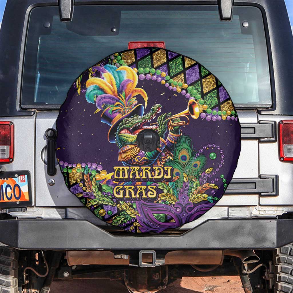 Mardi Gras Alligator Spare Tire Cover Let the Gator Jazz Roll - Wonder Print Shop