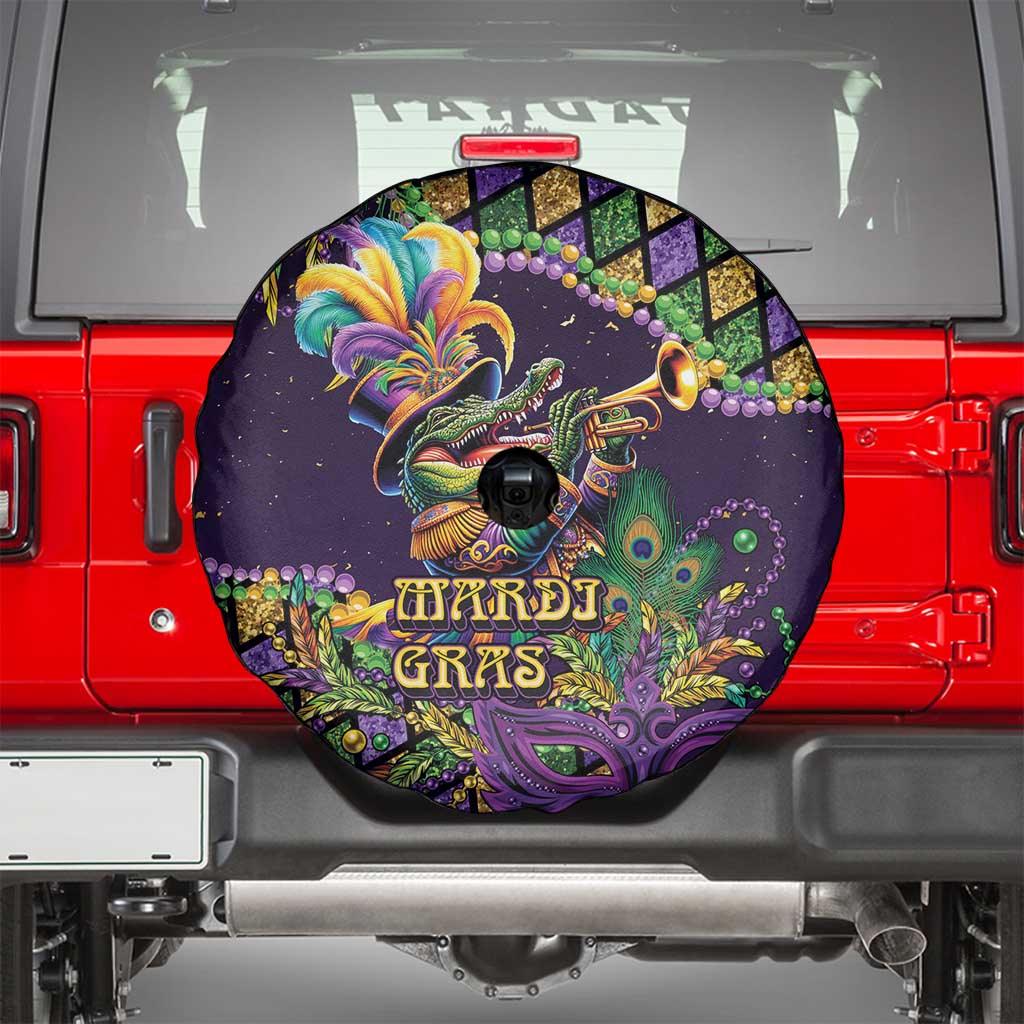 Mardi Gras Alligator Spare Tire Cover Let the Gator Jazz Roll - Wonder Print Shop