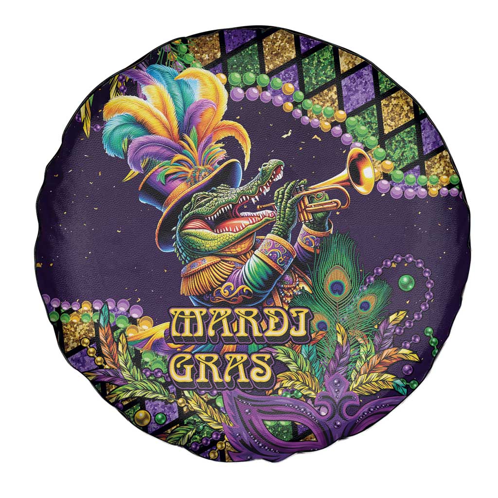 Mardi Gras Alligator Spare Tire Cover Let the Gator Jazz Roll - Wonder Print Shop