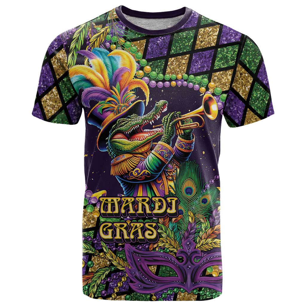 Mardi Gras Alligator T Shirt Let the Gator Jazz Roll - Wonder Print Shop