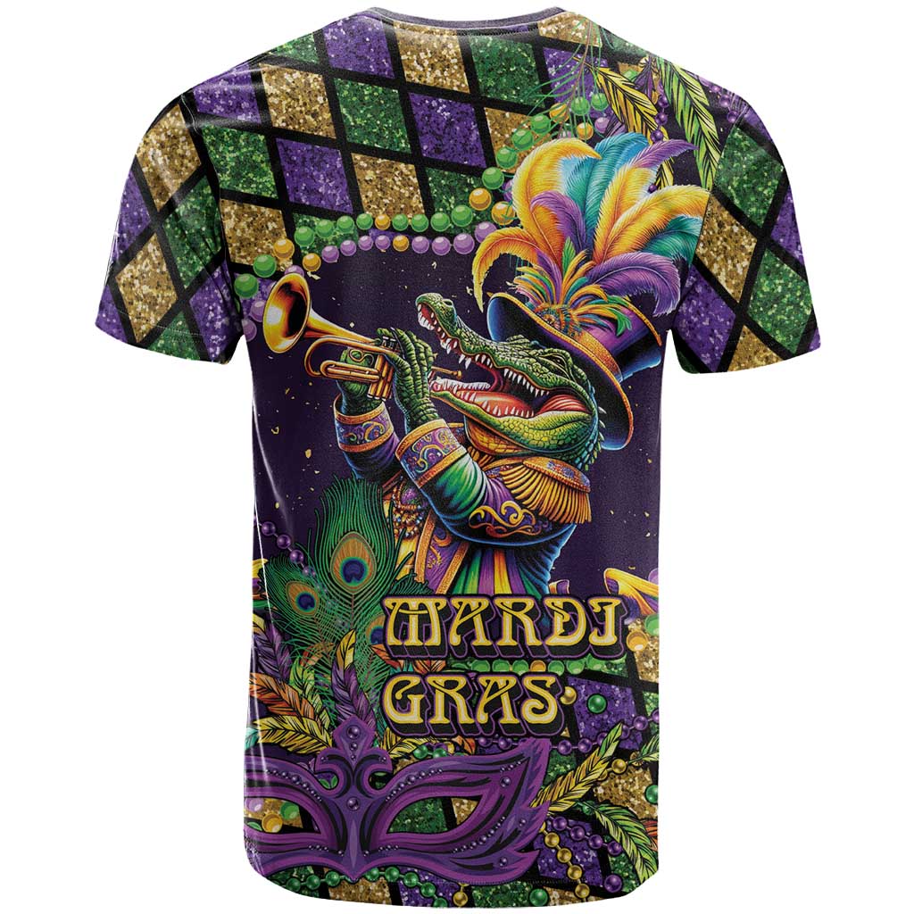 Mardi Gras Alligator T Shirt Let the Gator Jazz Roll - Wonder Print Shop