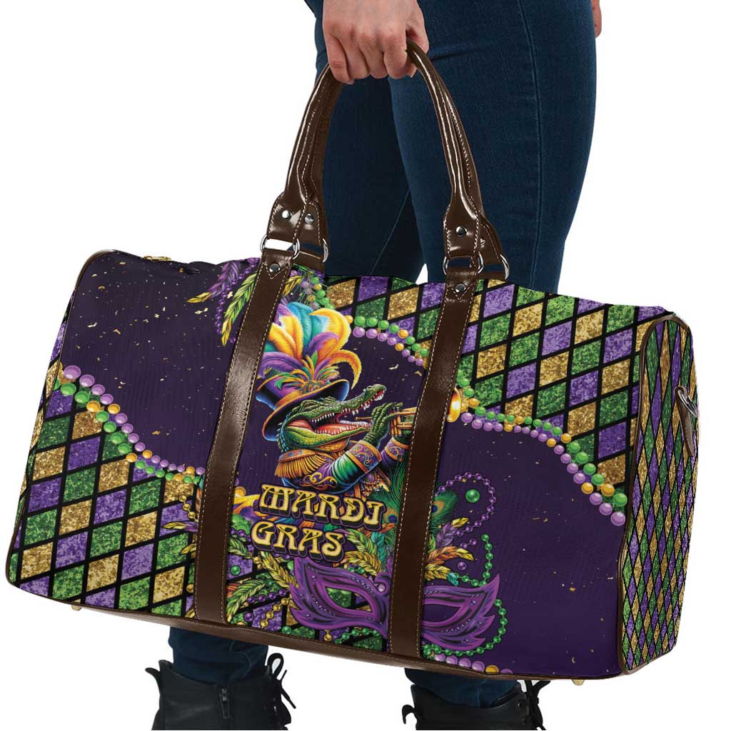 Mardi Gras Alligator Travel Bag Let the Gator Jazz Roll - Wonder Print Shop