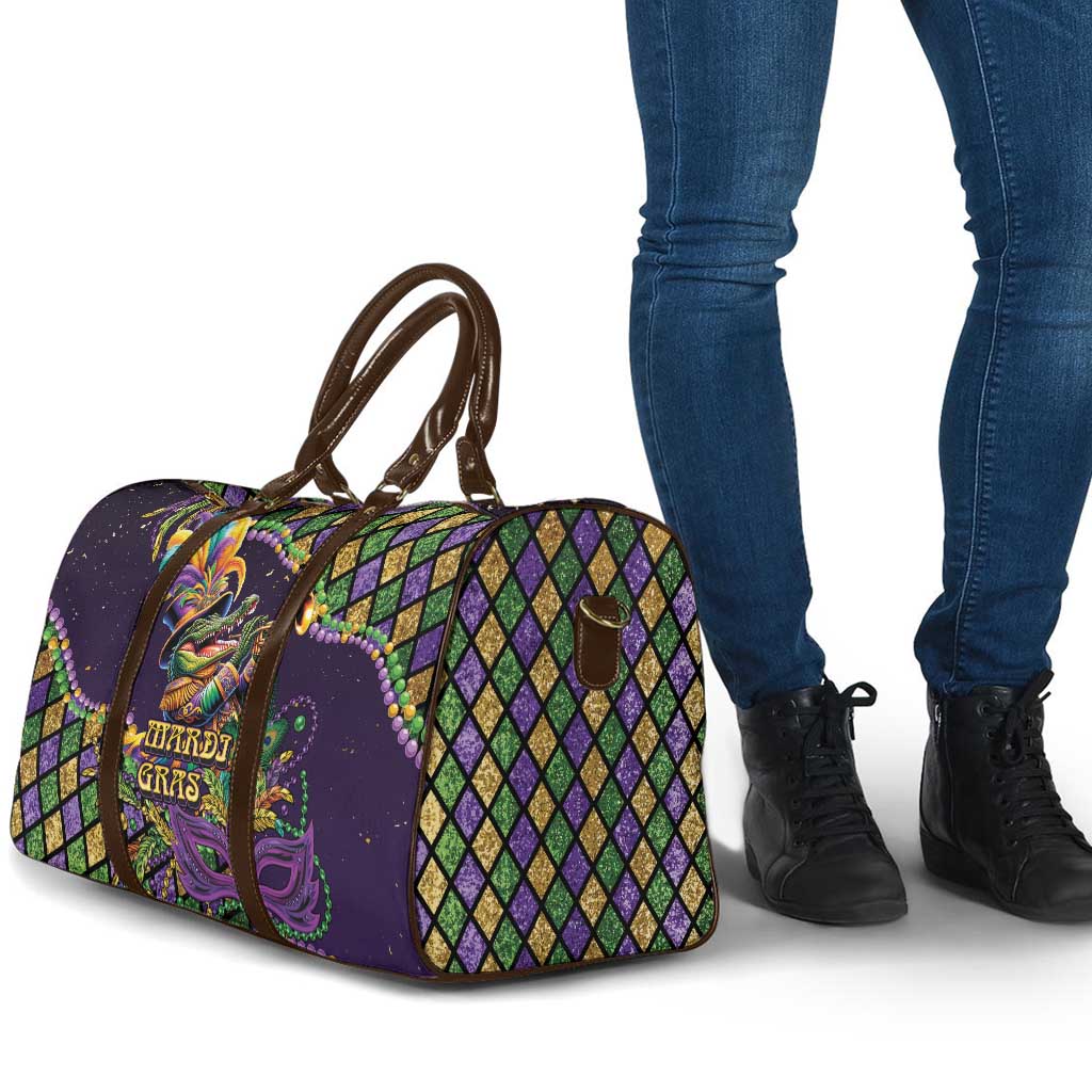 Mardi Gras Alligator Travel Bag Let the Gator Jazz Roll - Wonder Print Shop