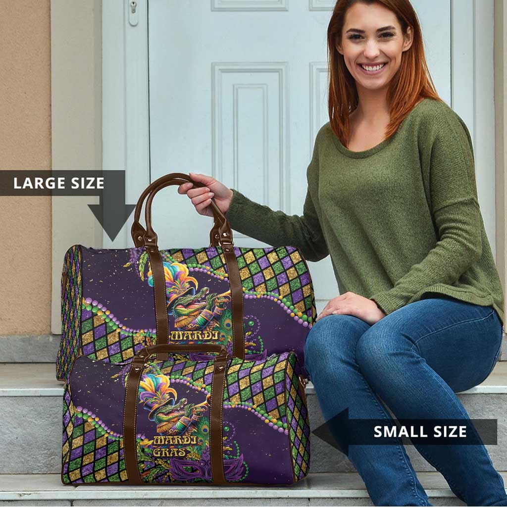 Mardi Gras Alligator Travel Bag Let the Gator Jazz Roll - Wonder Print Shop