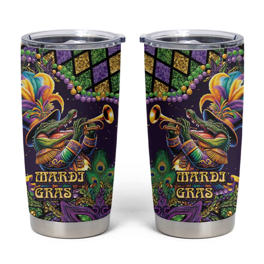 Mardi Gras Alligator Tumbler Cup Let the Gator Jazz Roll - Wonder Print Shop