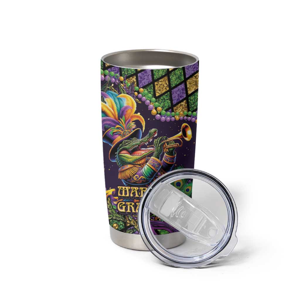 Mardi Gras Alligator Tumbler Cup Let the Gator Jazz Roll - Wonder Print Shop