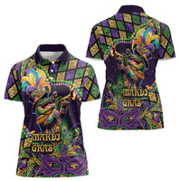 Mardi Gras Alligator Women Polo Shirt Let the Gator Jazz Roll - Wonder Print Shop