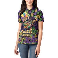 Mardi Gras Alligator Women Polo Shirt Let the Gator Jazz Roll - Wonder Print Shop