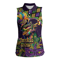 Mardi Gras Alligator Women Sleeveless Polo Shirt Let the Gator Jazz Roll - Wonder Print Shop