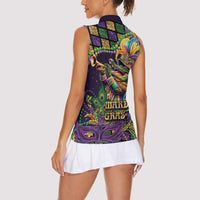 Mardi Gras Alligator Women Sleeveless Polo Shirt Let the Gator Jazz Roll - Wonder Print Shop