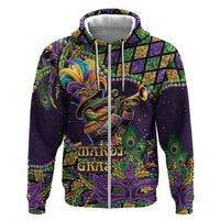 Mardi Gras Alligator Zip Hoodie Let the Gator Jazz Roll - Wonder Print Shop