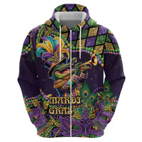 Mardi Gras Alligator Zip Hoodie Let the Gator Jazz Roll - Wonder Print Shop