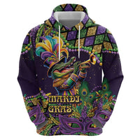 Mardi Gras Alligator Zip Hoodie Let the Gator Jazz Roll - Wonder Print Shop