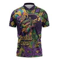 Mardi Gras Alligator Zipper Polo Shirt Let the Gator Jazz Roll - Wonder Print Shop