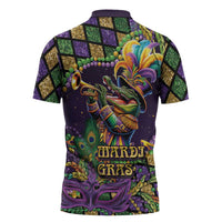 Mardi Gras Alligator Zipper Polo Shirt Let the Gator Jazz Roll - Wonder Print Shop