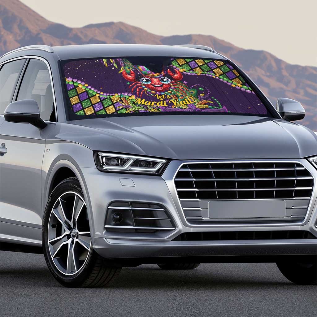 Mardi Gras Crawfish Auto Sun Shade Let's Mardi Y'all - Wonder Print Shop