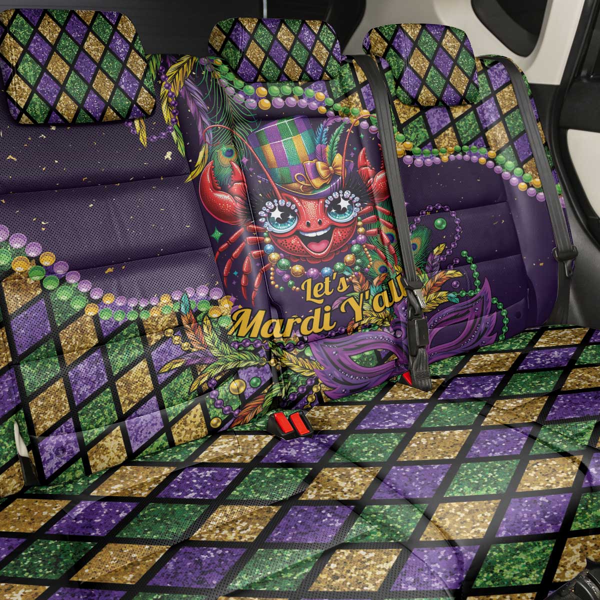 Mardi Gras Crawfish Back Car Seat Cover Let's Mardi Y'all - Wonder Print Shop