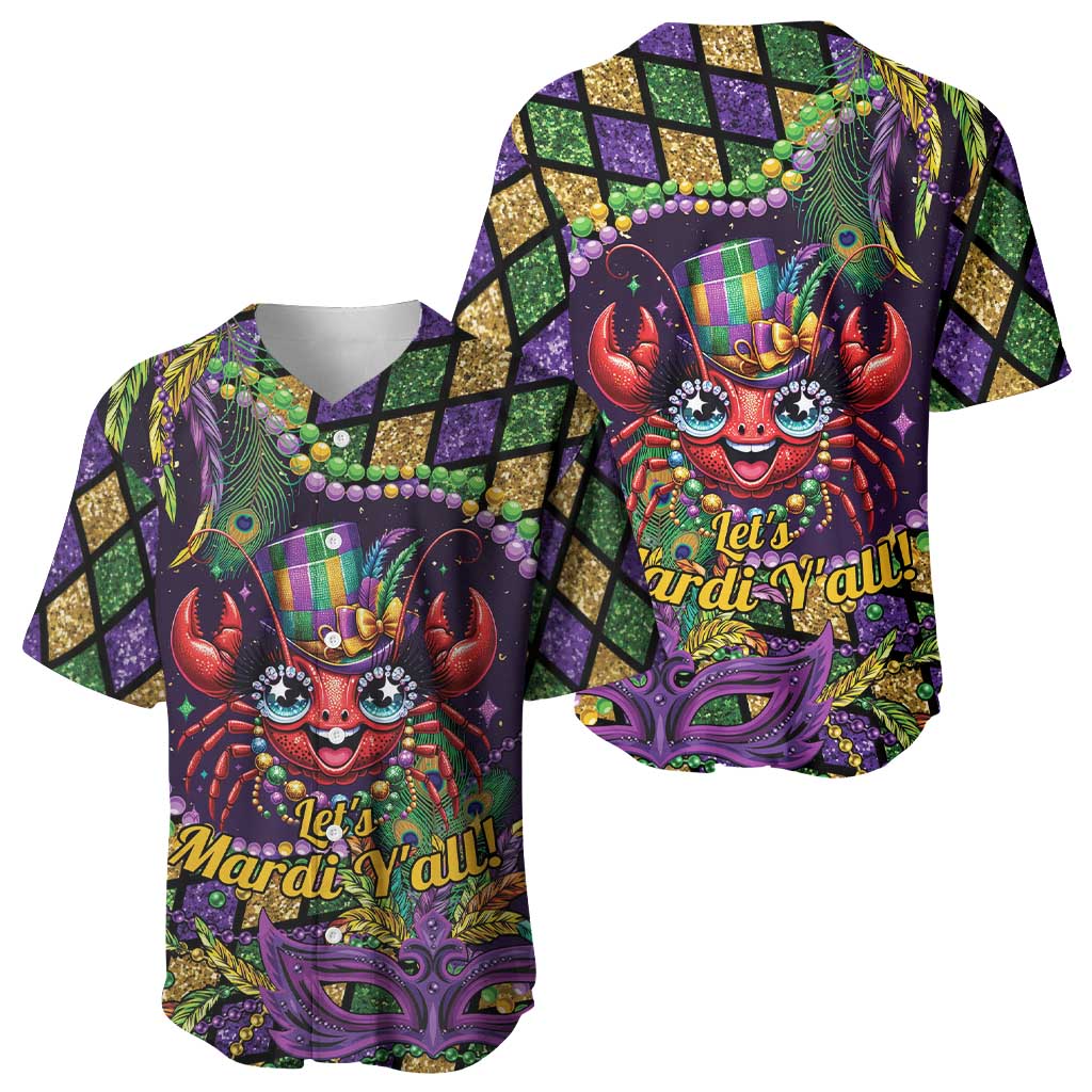 Mardi Gras Crawfish Baseball Jersey Let's Mardi Y'all - Wonder Print Shop