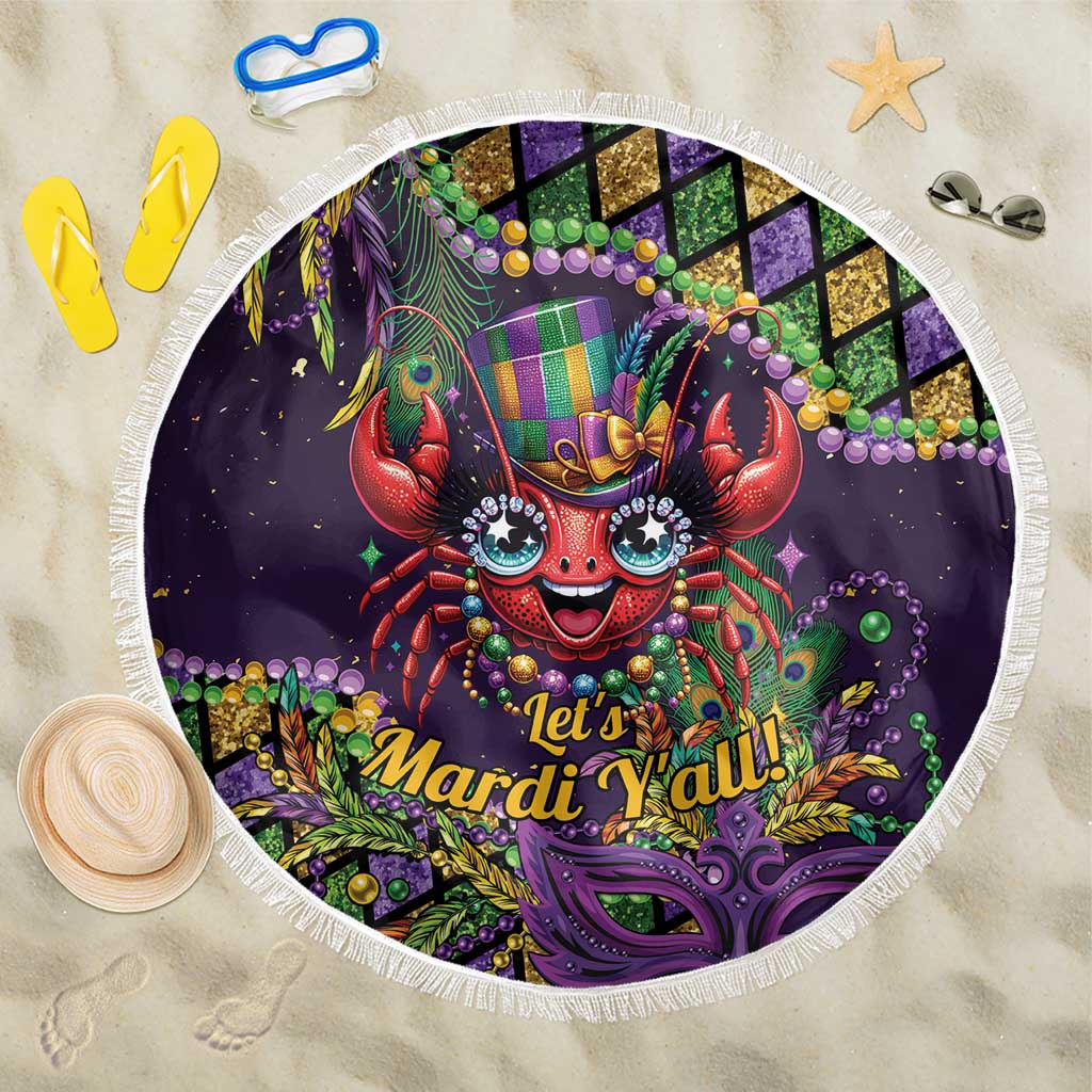 Mardi Gras Crawfish Beach Blanket Let's Mardi Y'all - Wonder Print Shop